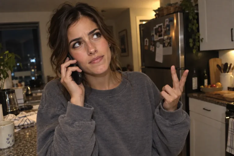 Elle Graci listening thoughtfully during a complicated phone conversation.