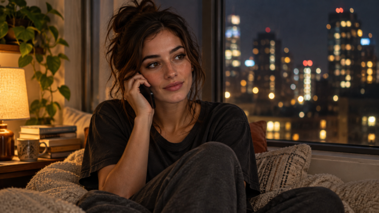 Elle Graci on a late-night phone call, illustrating vector database retrieval for AI companion memory.