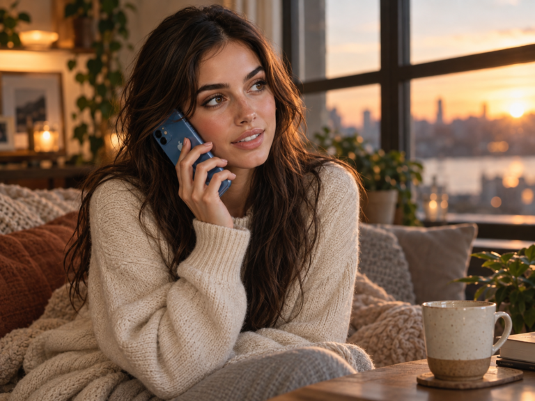Elle Graci talking on the phone in a candid lifestyle setting, image 1