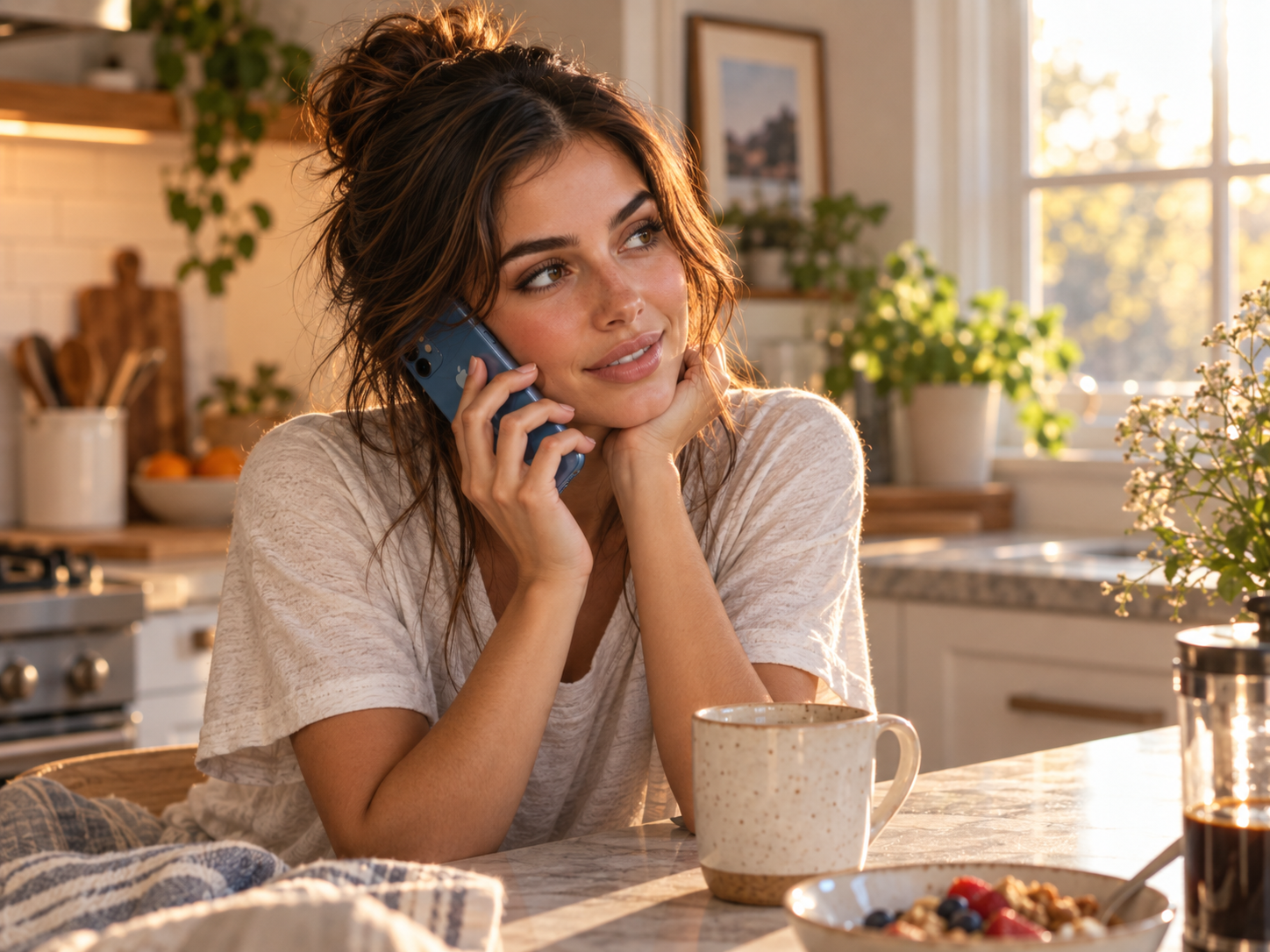 Elle Graci talking on the phone in a candid lifestyle setting, image 2