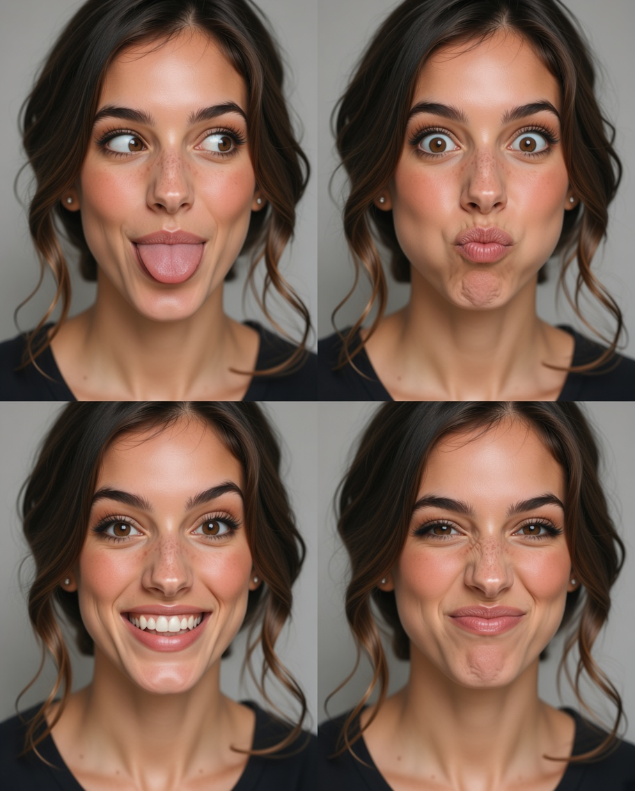 Four playful facial expressions from Elle Graci.