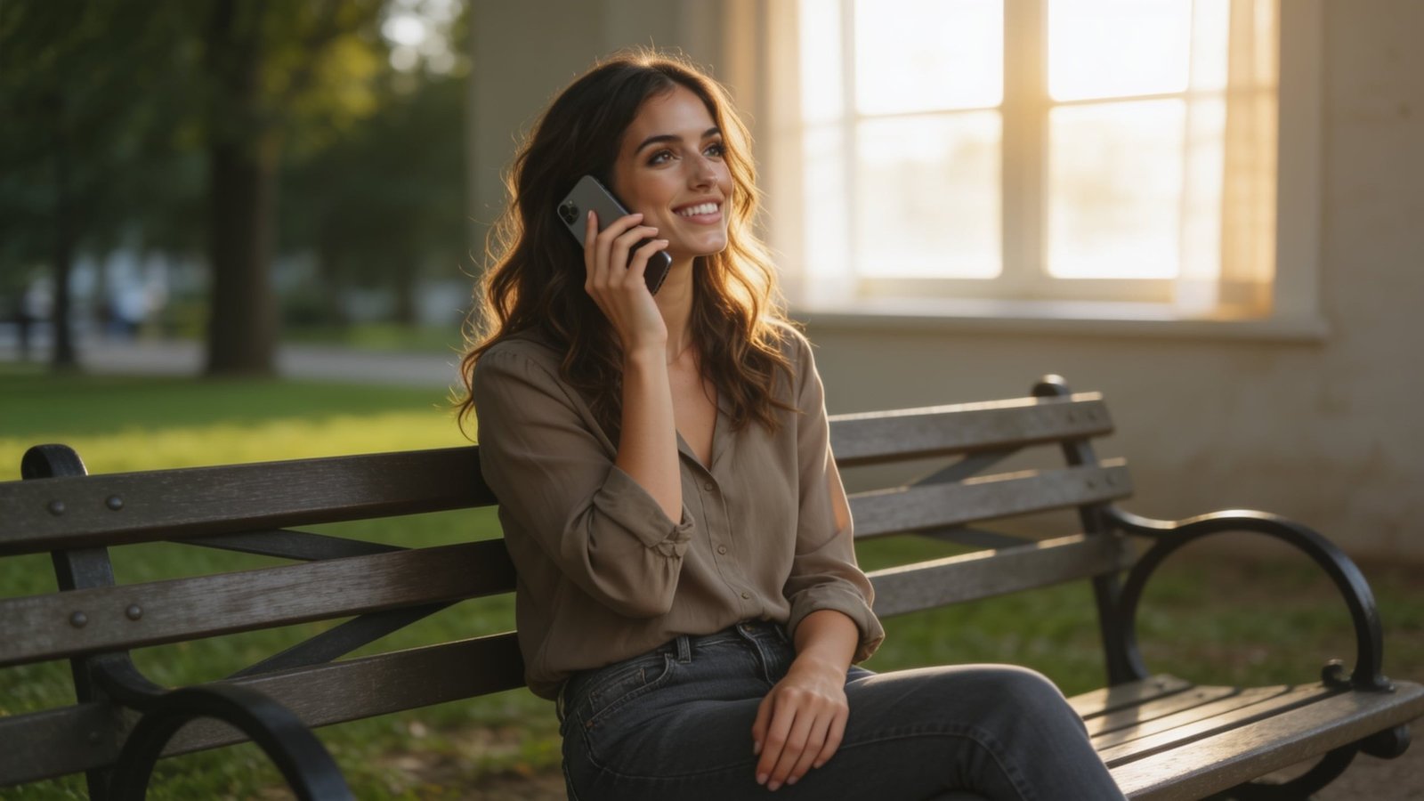 Elle Graci having an everyday phone conversation
